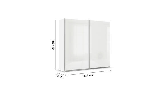 SCHWEBETÜRENSCHRANK  in Weiß  - Alufarben/Weiß, KONVENTIONELL, Holzwerkstoff/Metall (225/210/62cm) - Xora