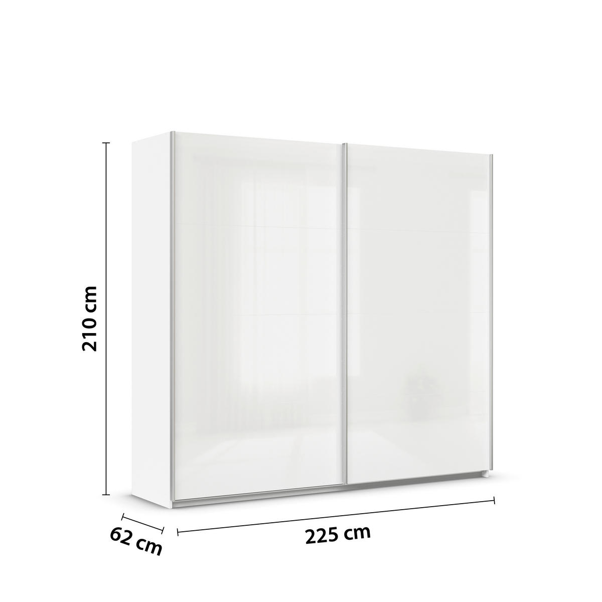SCHWEBETÜRENSCHRANK  in Weiß  - Alufarben/Weiß, KONVENTIONELL, Holzwerkstoff/Metall (225/210/62cm) - Xora
