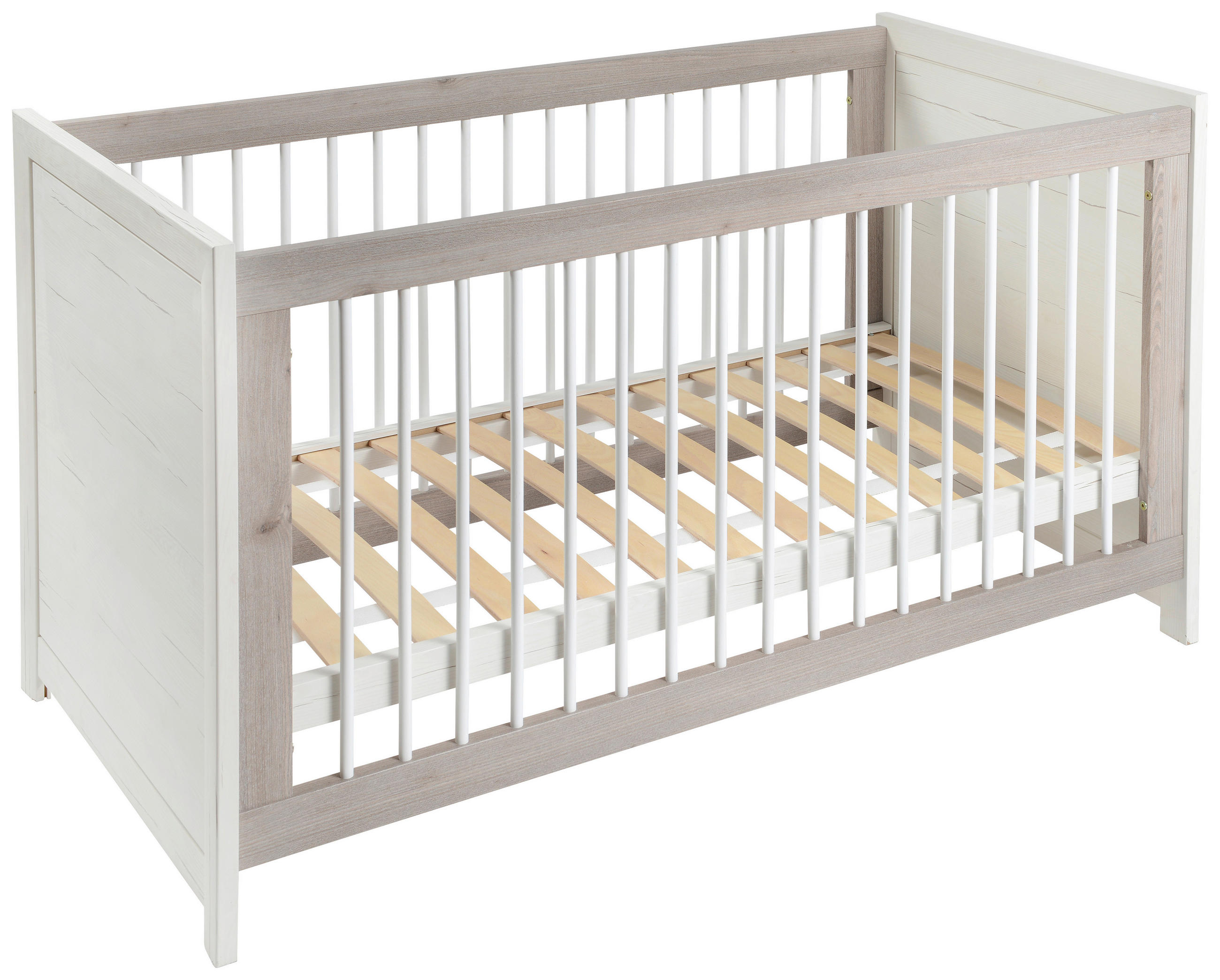 GITTERBETT CAMRON 145/80/76,5 cm  - Weiß/Grau, Natur, Holz/Holzwerkstoff (145/80/76,5cm) - My Baby Lou
