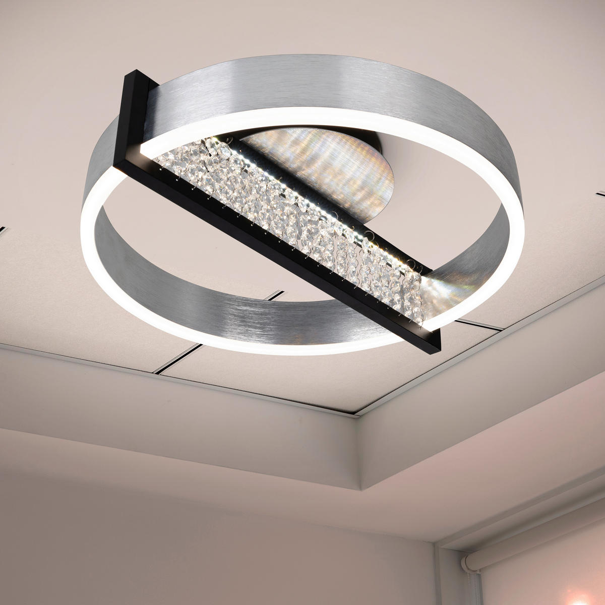 LED-DECKENLEUCHTE 53,2/50/13,7 cm   - Chromfarben/Schwarz, Design, Metall (53,2/50/13,7cm) - Näve