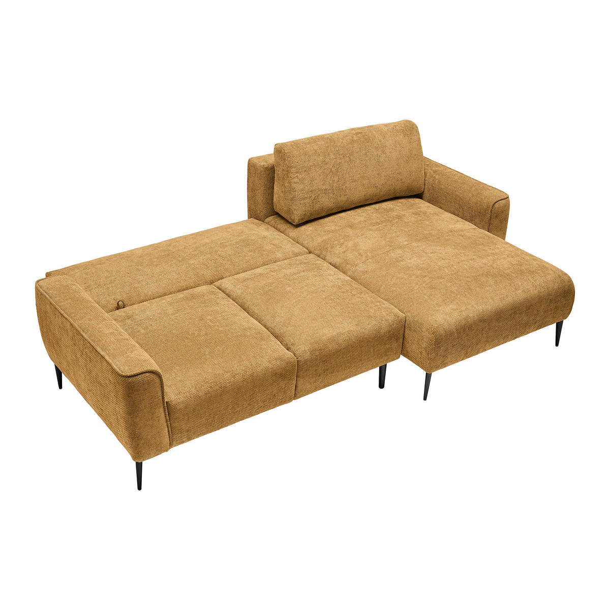 ECKSOFA in Webstoff Bernsteinfarben  - Bernsteinfarben/Schwarz, Modern, Textil/Metall (255/164cm) - MID.YOU