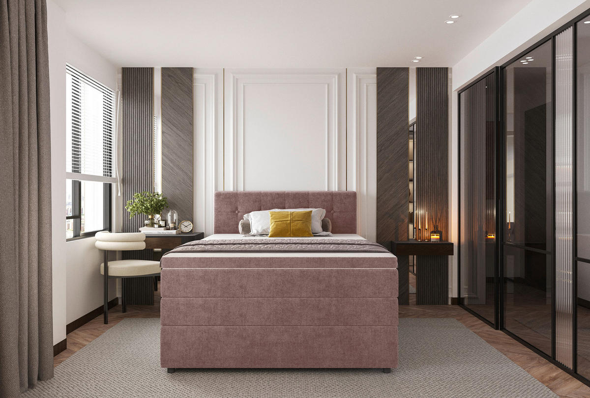 BOXSPRINGBETT 120/200 cm  in Hellrot  - Hellrot/Schwarz, Konventionell, Kunststoff/Textil (120/200cm) - Carryhome