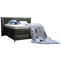 BOXSPRINGBETT 160/200 cm  Graugrün  - Schwarz/Graugrün, Konventionell, Holz/Textil (160/200cm) - Sjöholm