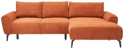 ECKSOFA inkl. Funktionen Kupferfarben Webstoff  - Schwarz/Kupferfarben, Design, Textil/Metall (272/170cm) - Welnova
