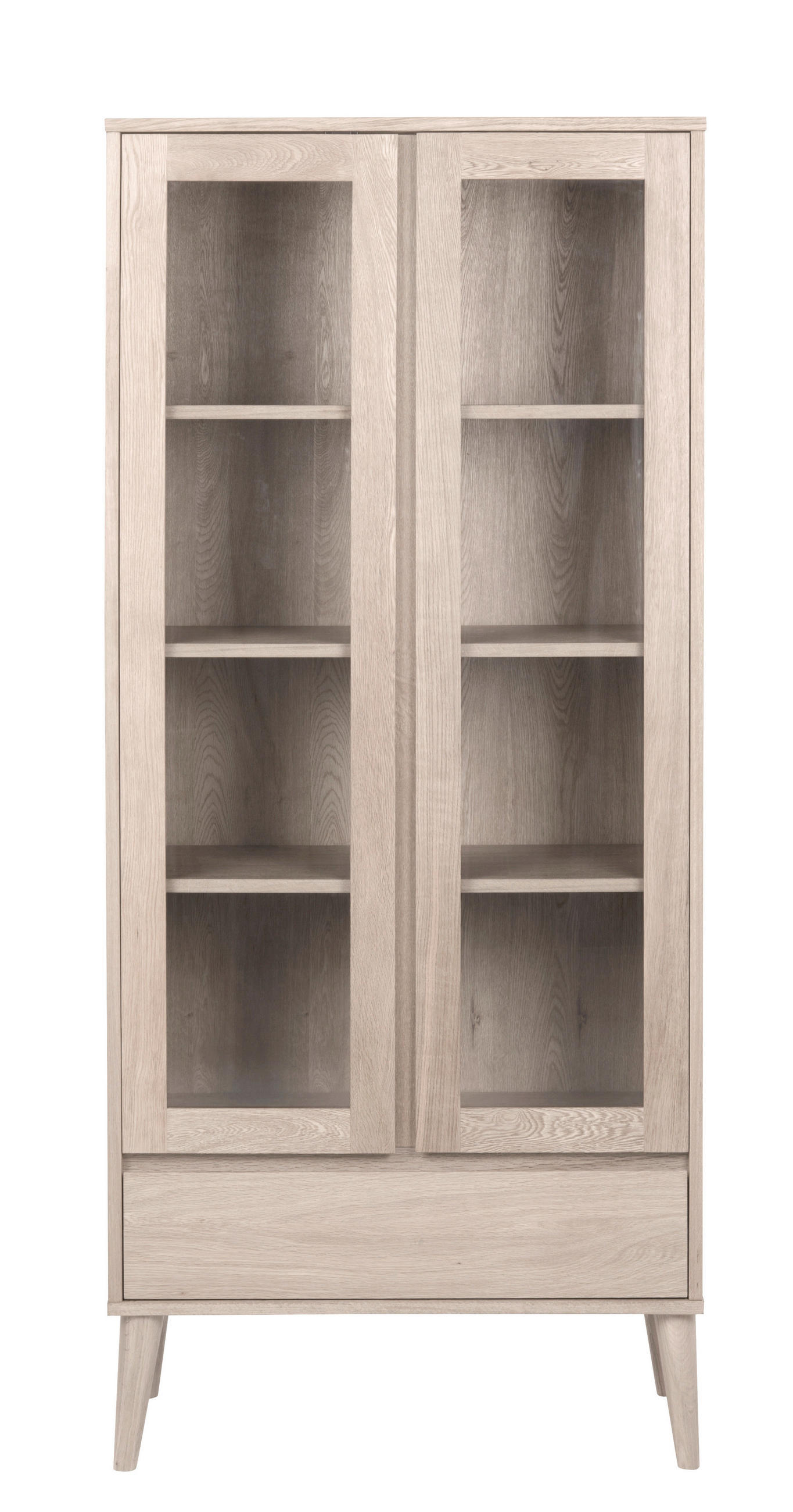 Thumbnail - Xxxl Vitrine, Eiche Bianco, Holzwerkstoff, Eiche, 3 Fächer, 1 Schubladen, 80x178x37 cm, Typenauswahl, Beimöbel erhältlic...