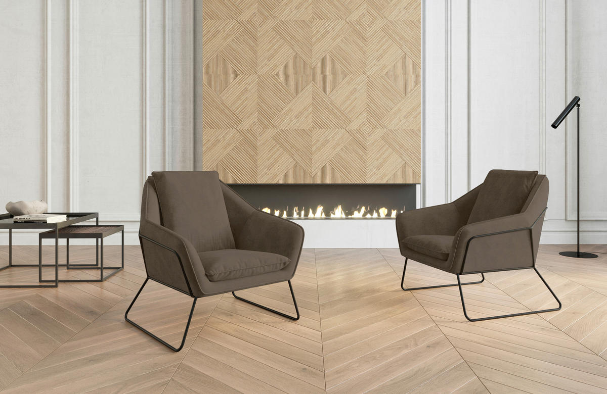 SESSEL in Flachgewebe Braun  - Schwarz/Braun, Design, Textil/Metall (78/85/85cm) - Livetastic