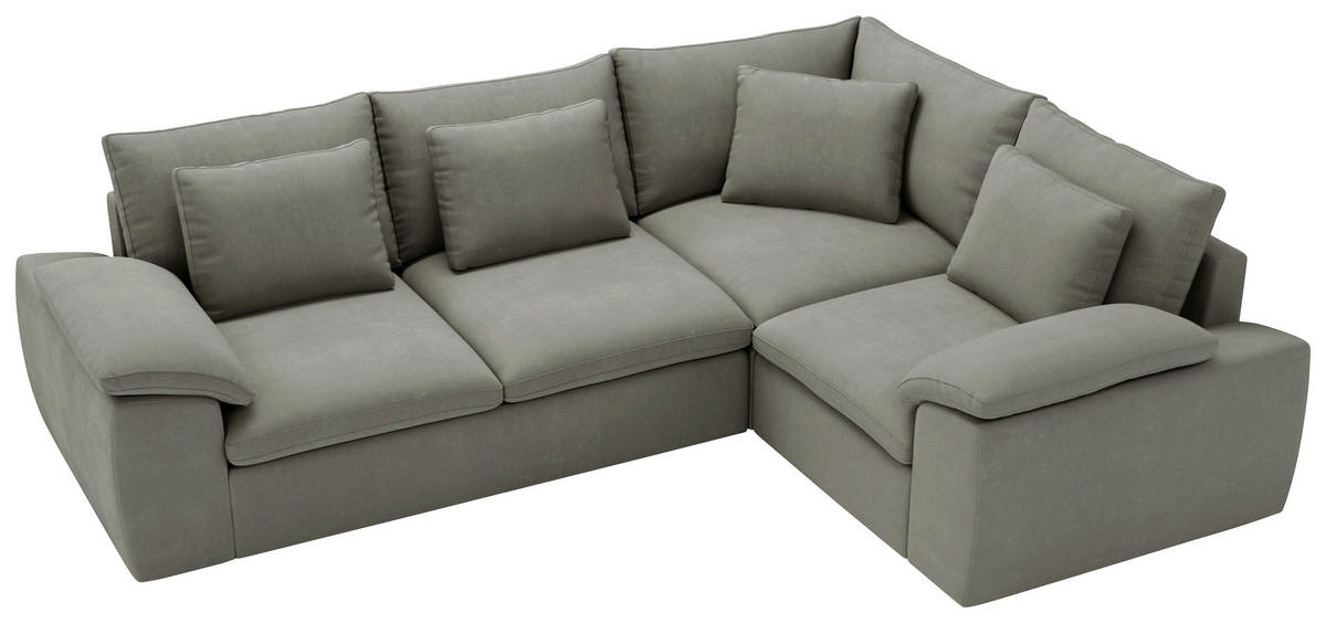 ECKSOFA Chenille Grau  - Schwarz/Grau, Design, Kunststoff/Textil (289/216cm) - Livetastic