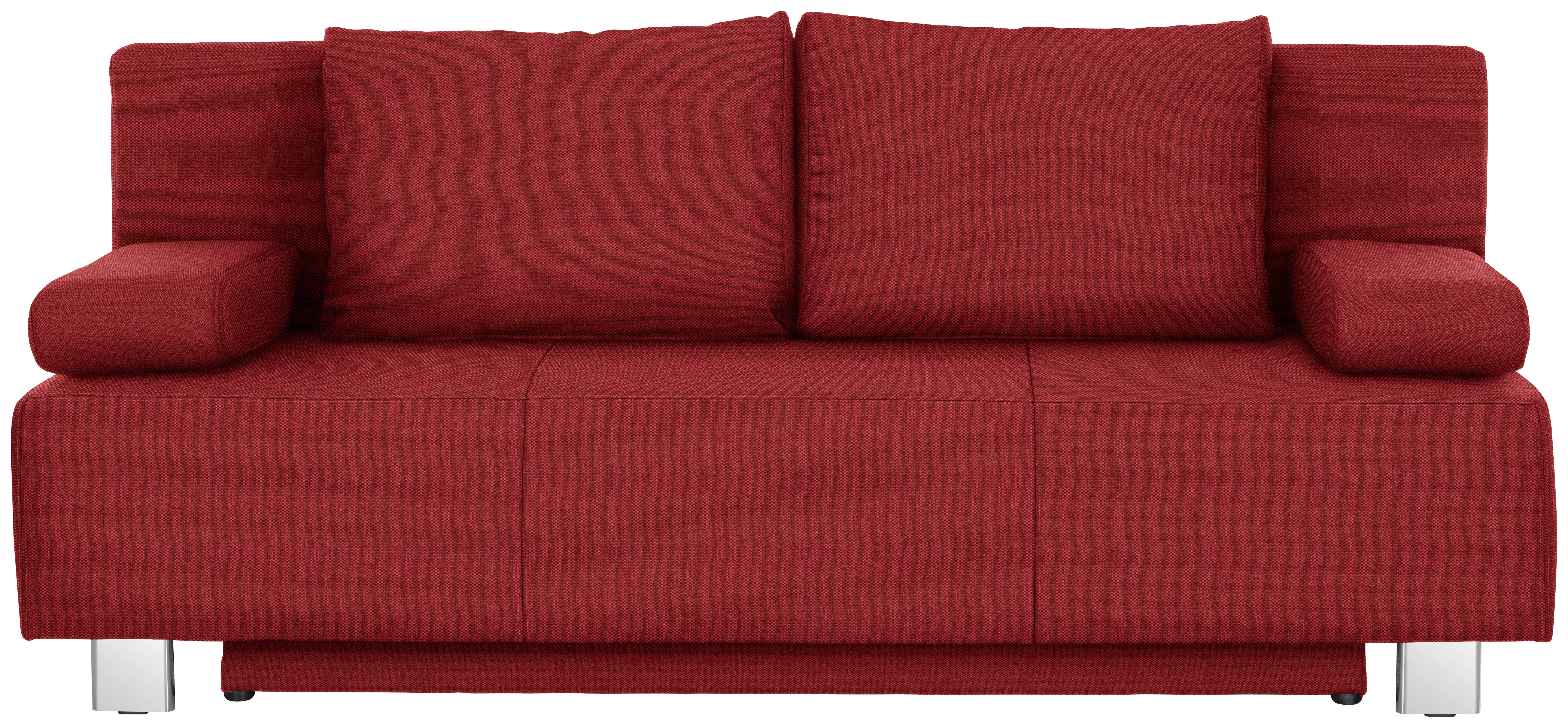 SCHLAFSOFA Rot  - Chromfarben/Rot, Design, Textil/Metall (197/88/89cm) - Livetastic
