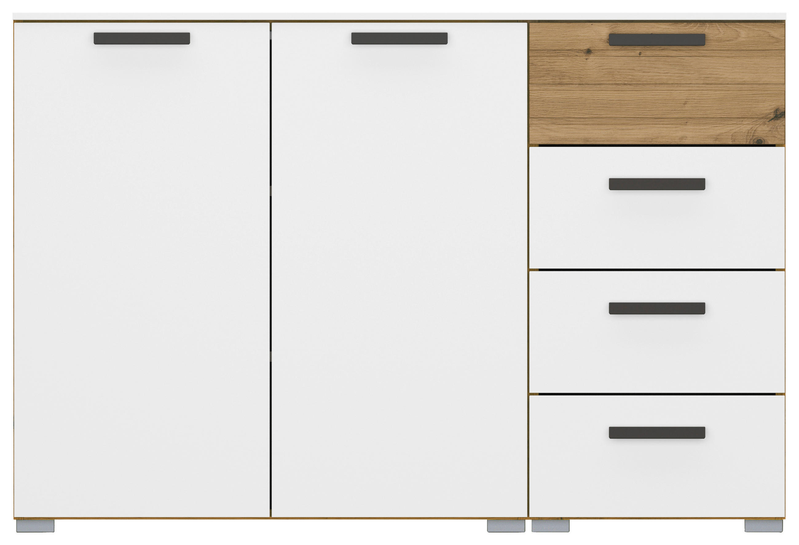 SIDEBOARD 120/81/42 cm  in Weiß, Eiche Artisan  - Graphitfarben/Alufarben, Design, Holzwerkstoff/Kunststoff (120/81/42cm) - Xora