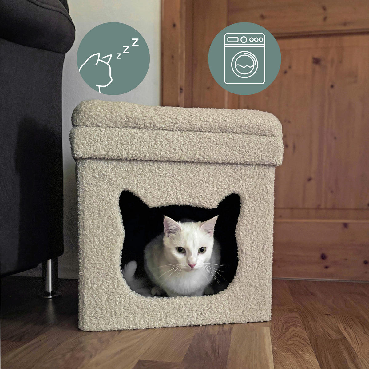 TIERHAUS - Beige, MODERN, Textil (40/44/40cm) - MID.YOU