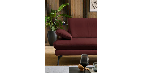 ECKSOFA in Echtleder Brombeere  308/195 cm  - Brombeere/Schwarz, Design, Leder/Metall (308/195cm) - Dieter Knoll