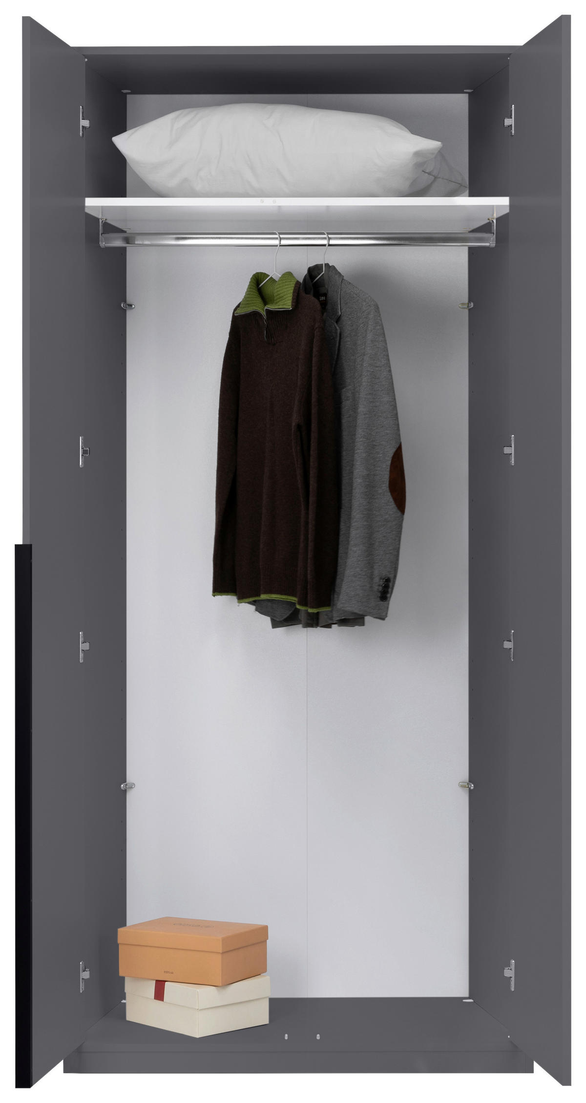 DREHTÜRENSCHRANK 93/211/53 cm,  in Graphitfarben, 2-türig  - Graphitfarben/Schwarz, MODERN, Holzwerkstoff/Metall (93/211/53cm) - MID.YOU