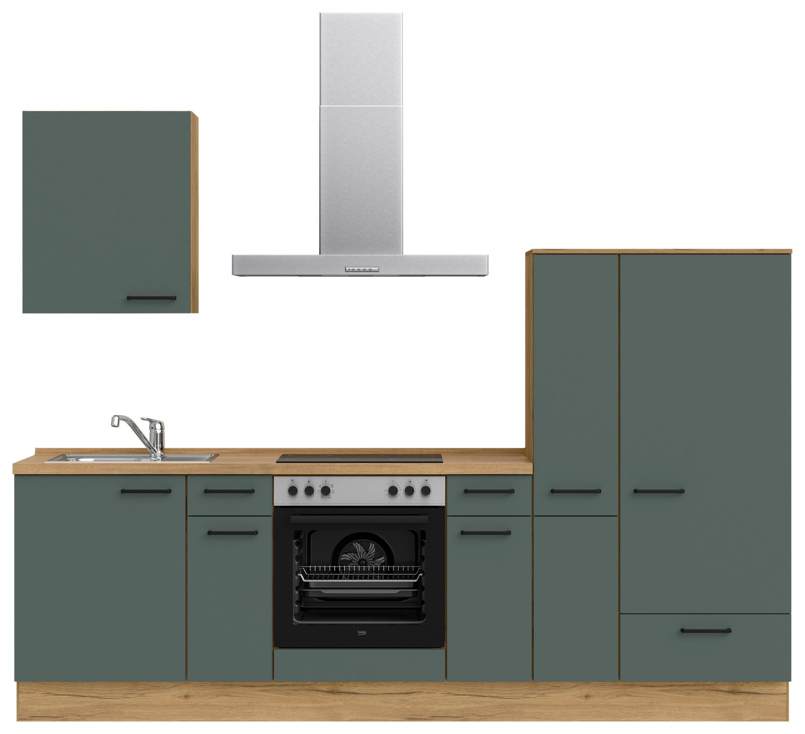 KÜCHENLEERBLOCK 270 cm   in Eichefarben, Dunkelgrün  - Dunkelgrün/Eichefarben, MODERN, Holzwerkstoff/Metall (270cm) - Nobilia
