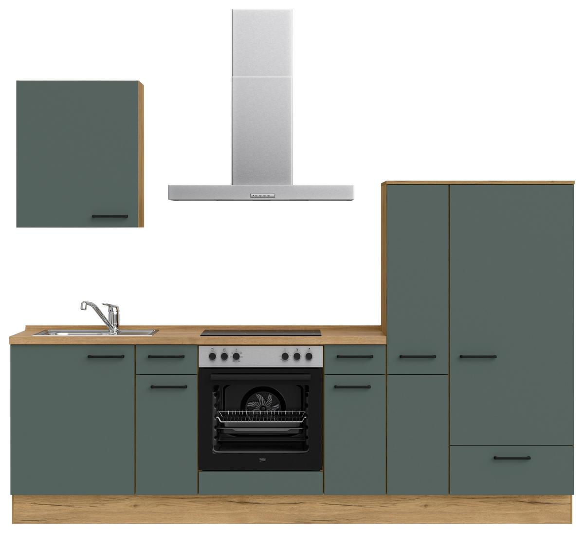KÜCHENLEERBLOCK 270 cm   in Eichefarben, Dunkelgrün  - Dunkelgrün/Eichefarben, MODERN, Holzwerkstoff/Metall (270cm) - Nobilia