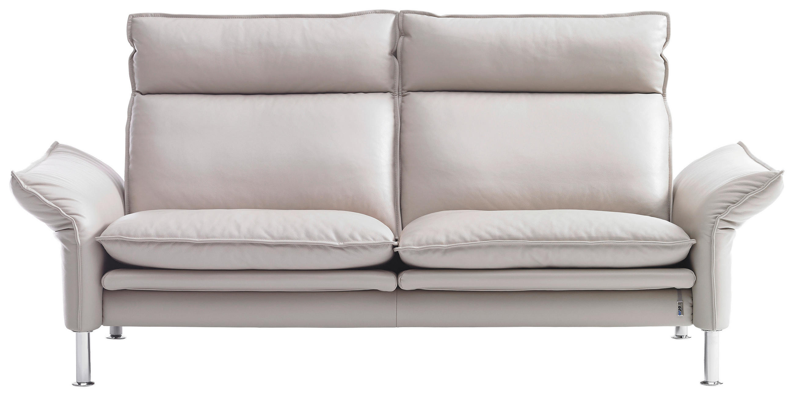 SOFA Echtleder Beige - Chromfarben/Beige, KONVENTIONELL, Leder/Metall (176/93/88cm) - Erpo