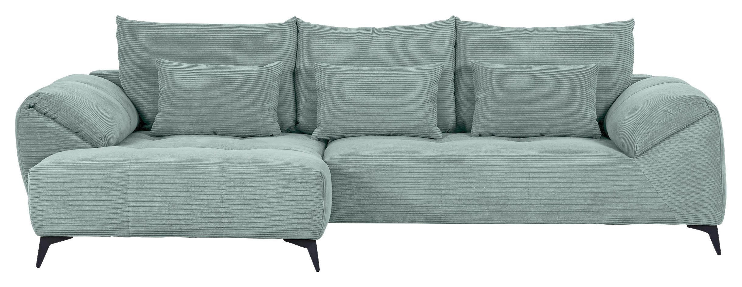 ECKSOFA Mintgrün Cord Zierkissen, Rückenkissen, Rücken echt  - Schwarz/Mintgrün, KONVENTIONELL, Textil/Metall (176/311cm) - Carryhome