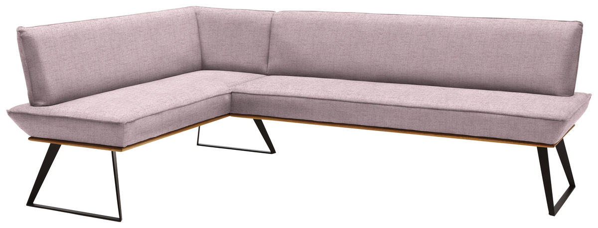 ECKBANK 163/203 cm Webstoff Rosa, Schwarz, Eichefarben Eiche massiv Metall   - Eichefarben/Schwarz, Design, Holz/Textil (163/203cm) - Voleo