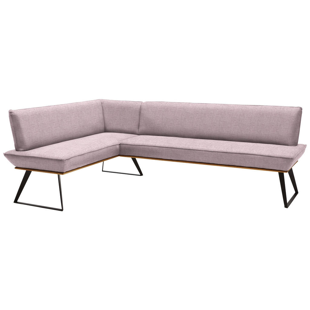 Thumbnail - Voleo Eckbank, Rosa, Schwarz, Eiche, Holz, Metall, Textil, Eiche, massiv, 5-Sitzer, L-Form, 243x163 cm, Stoffauswahl, in...