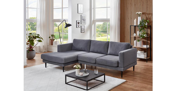 ECKSOFA  in Flachgewebe Grau  154/240 cm  - Schwarz/Grau, KONVENTIONELL, Holz/Textil (154/240cm) - Carryhome