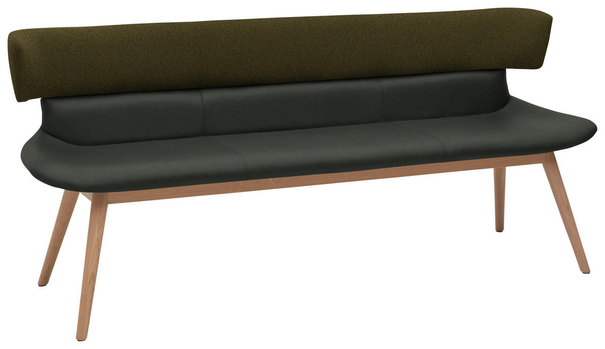 SITZBANK 170/84,5/64,5 cm  in Grün, Eichefarben  - Eichefarben/Grün, Natur, Leder/Holz (170/84,5/64,5cm) - Voglauer