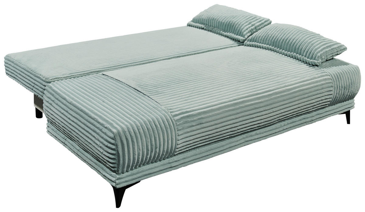 SCHLAFSOFA  mit Cord Pastellgrün  - Pastellgrün/Schwarz, KONVENTIONELL, Kunststoff/Textil (211/96/105cm) - Carryhome