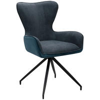 STUHL  Sitzfläche 360° drehbar Cord  Schwarz, Dunkelblau, Dunkelgrau  - Dunkelgrau/Schwarz, MODERN, Textil/Metall (57/93/64cm) - P & B