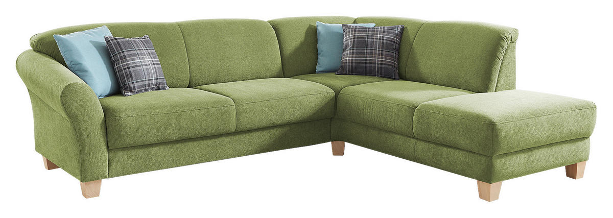 ECKSOFA in Flachgewebe Grün  - Naturfarben/Grün, Konventionell, Holz/Textil (257/212cm) - Sit & More