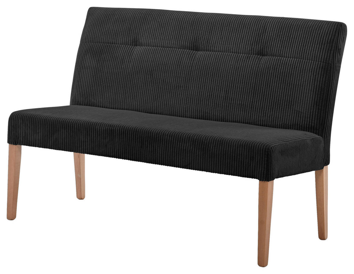 SITZBANK 140/92/66 cm  in Schwarz, Buchefarben  - Buchefarben/Schwarz, KONVENTIONELL, Holz/Textil (140/92/66cm) - home24