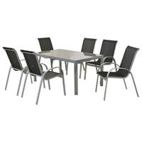 GARTENSET 7-teilig  - Silberfarben/Schwarz, MODERN, Textil/Metall - Gardenson
