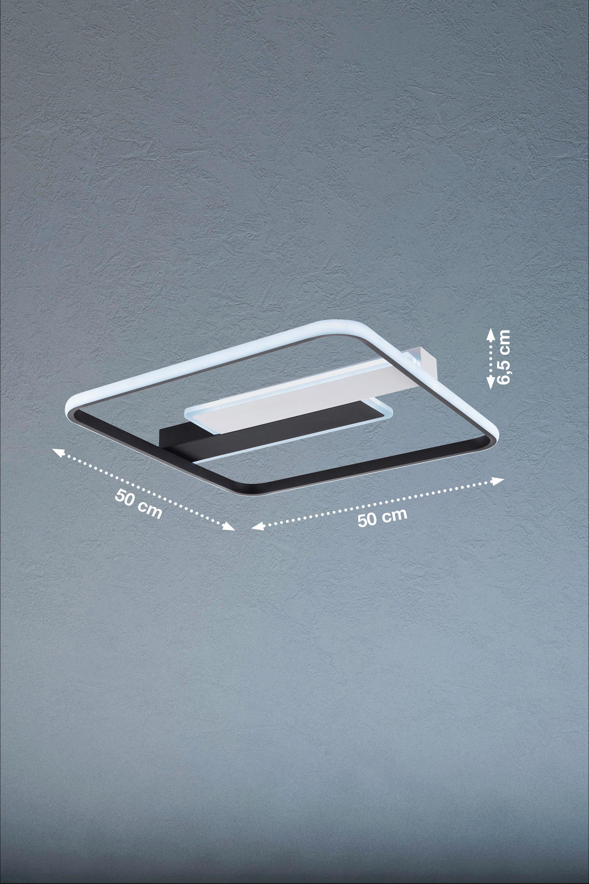 LED-DECKENLEUCHTE Blithe 50/50/5 cm   - Sandfarben/Schwarz, Design, Metall (50/50/5cm) - Fischer & Honsel