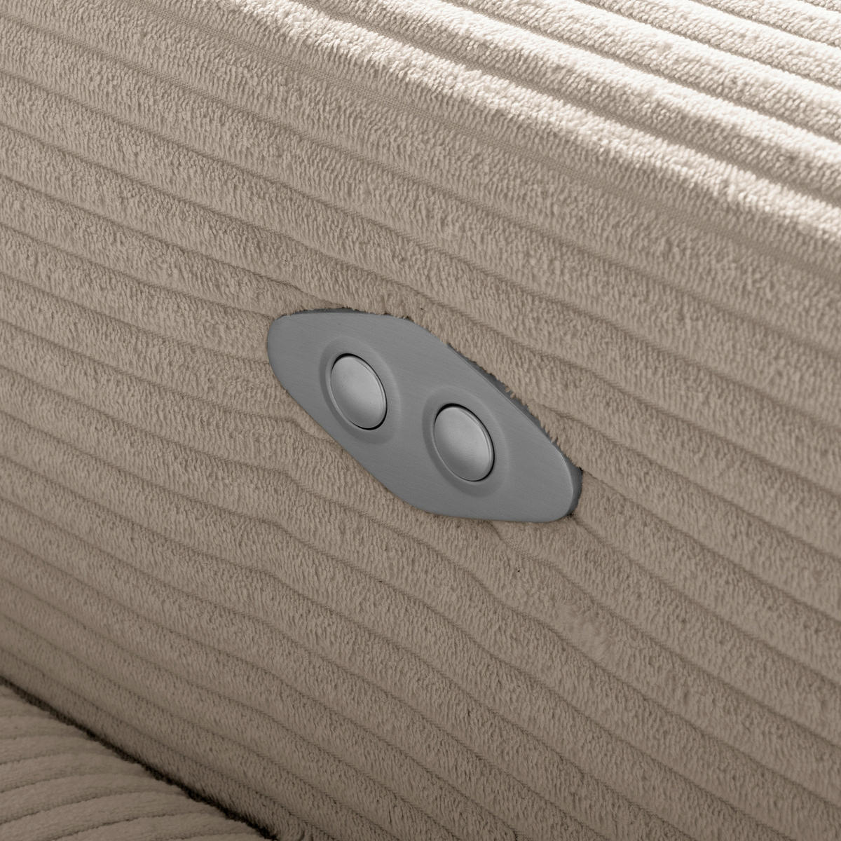 ECKSOFA RENO Hellgrau Cord Relaxfunktion, Kopfteilverstellung  - Hellgrau/Schwarz, Design, Kunststoff/Textil (184/248cm) - Livetastic