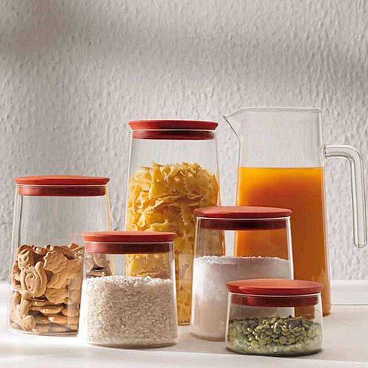 POSODA ZA SHRANJEVANJE             - rdeča/prozorno, Basics, umetna masa/steklo (0,75l)