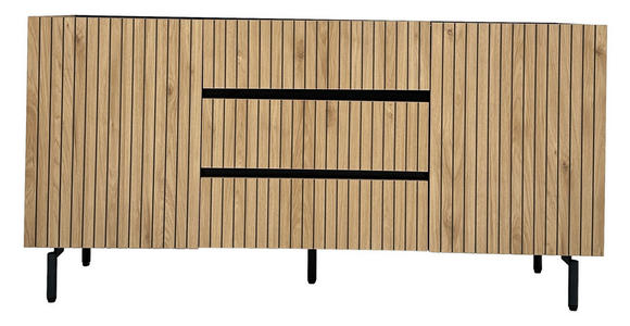 SIDEBOARD LINO in 150/75/40 cm - Eichefarben/Schwarz, Design, Holzwerkstoff/Metall (150/75/40cm) - Xora