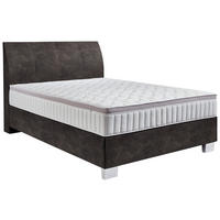 BOXSPRINGBETT 140/200 cm  in Graubraun  - Chromfarben/Graubraun, Konventionell, Kunststoff/Textil (140/200cm) - Hom`in