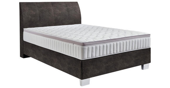 BOXSPRINGBETT 140/200 cm  in Graubraun  - Chromfarben/Graubraun, KONVENTIONELL, Kunststoff/Textil (140/200cm) - Hom`in