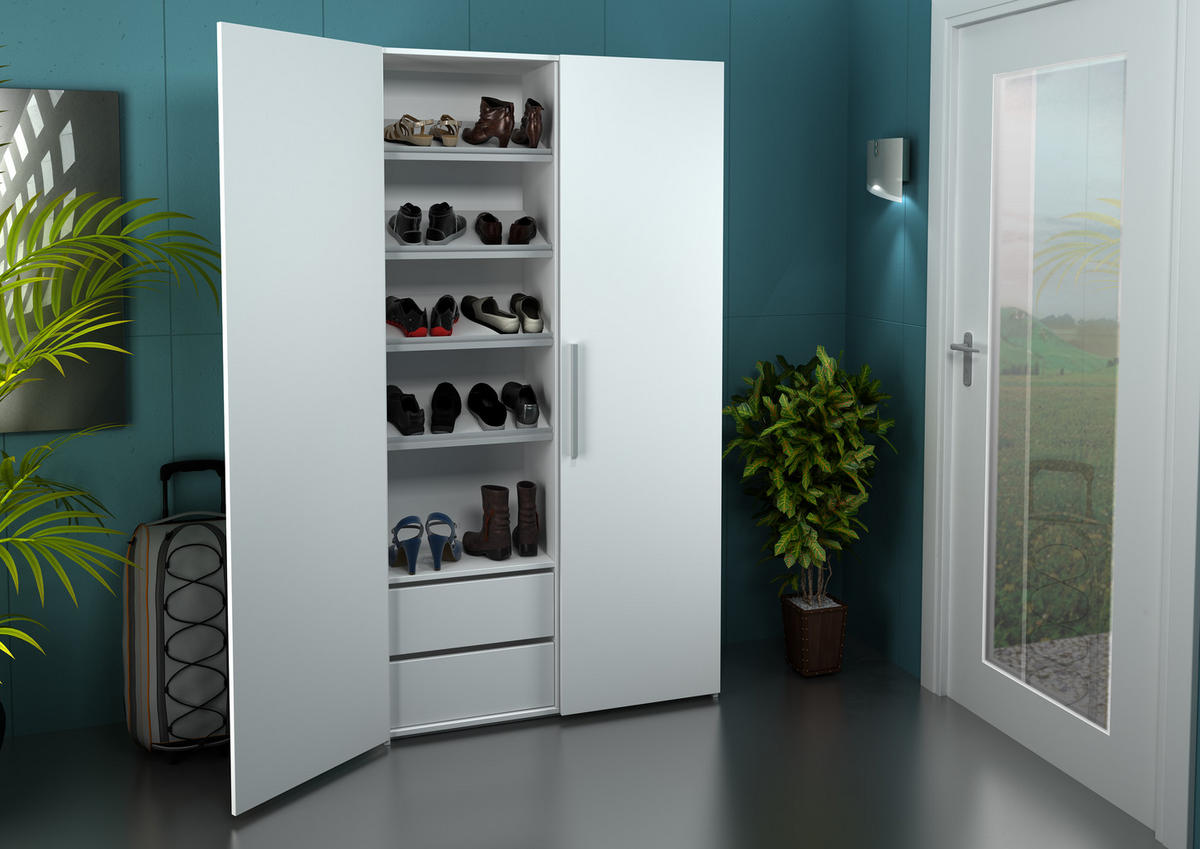 ORMAR ZA OBUĆU  bijela      - bijela/boje aluminija, Design, drvni materijal/metal (100/190/37cm) - Boxxx
