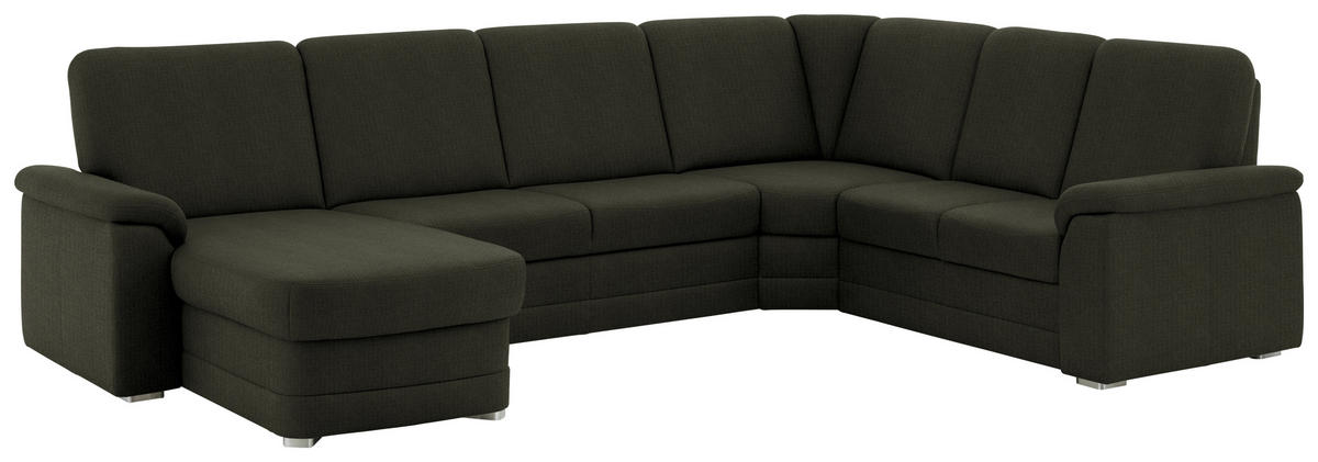 WOHNLANDSCHAFT  in Chenille Dunkelgrün  - Dunkelgrün/Alufarben, KONVENTIONELL, Holz/Textil (160/329/235cm) - Beldomo Comfort