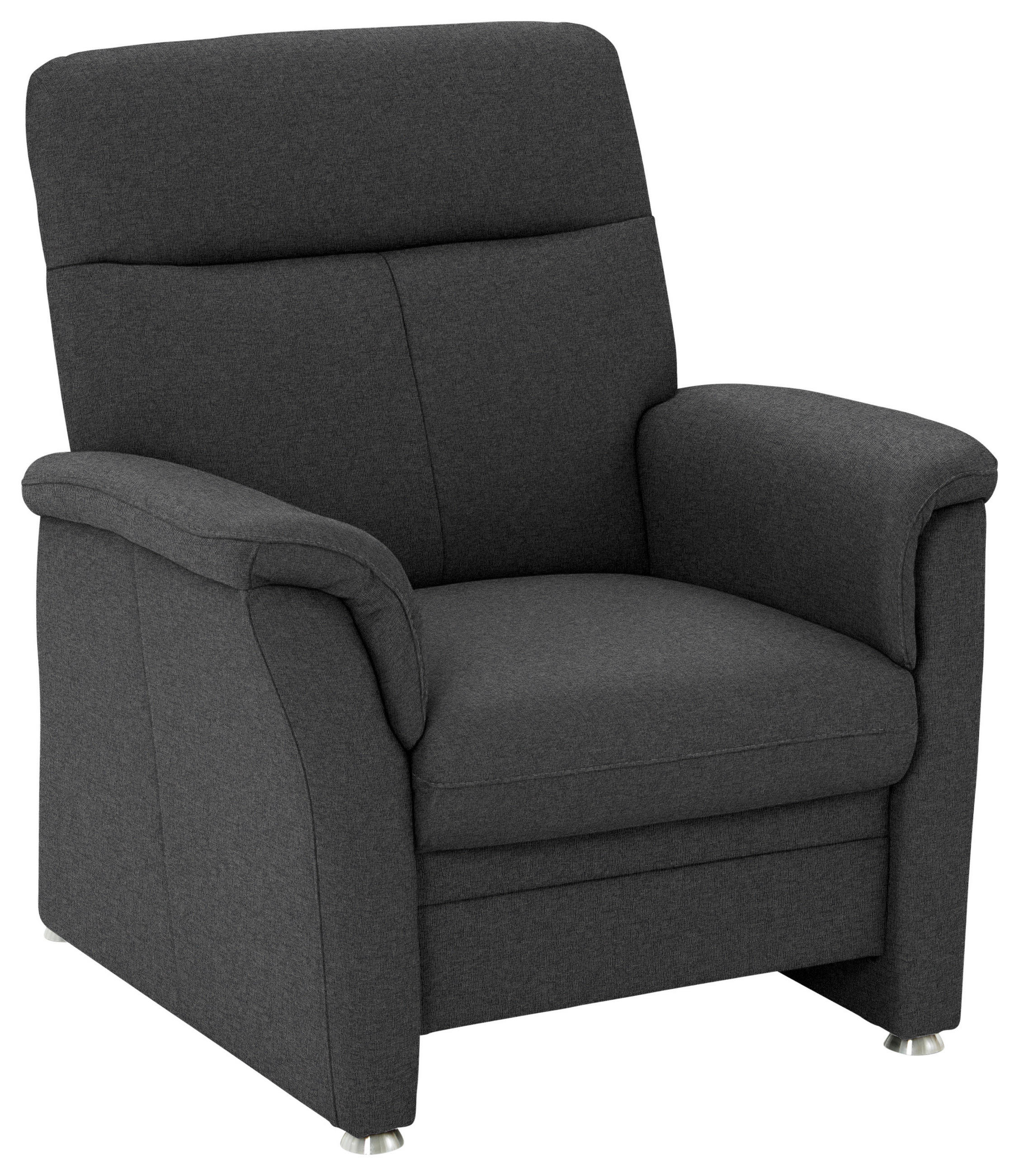 SESSEL in Flachgewebe Dunkelgrau  - Dunkelgrau/Alufarben, KONVENTIONELL, Textil/Metall (90/100/89cm) - Beldomo Comfort