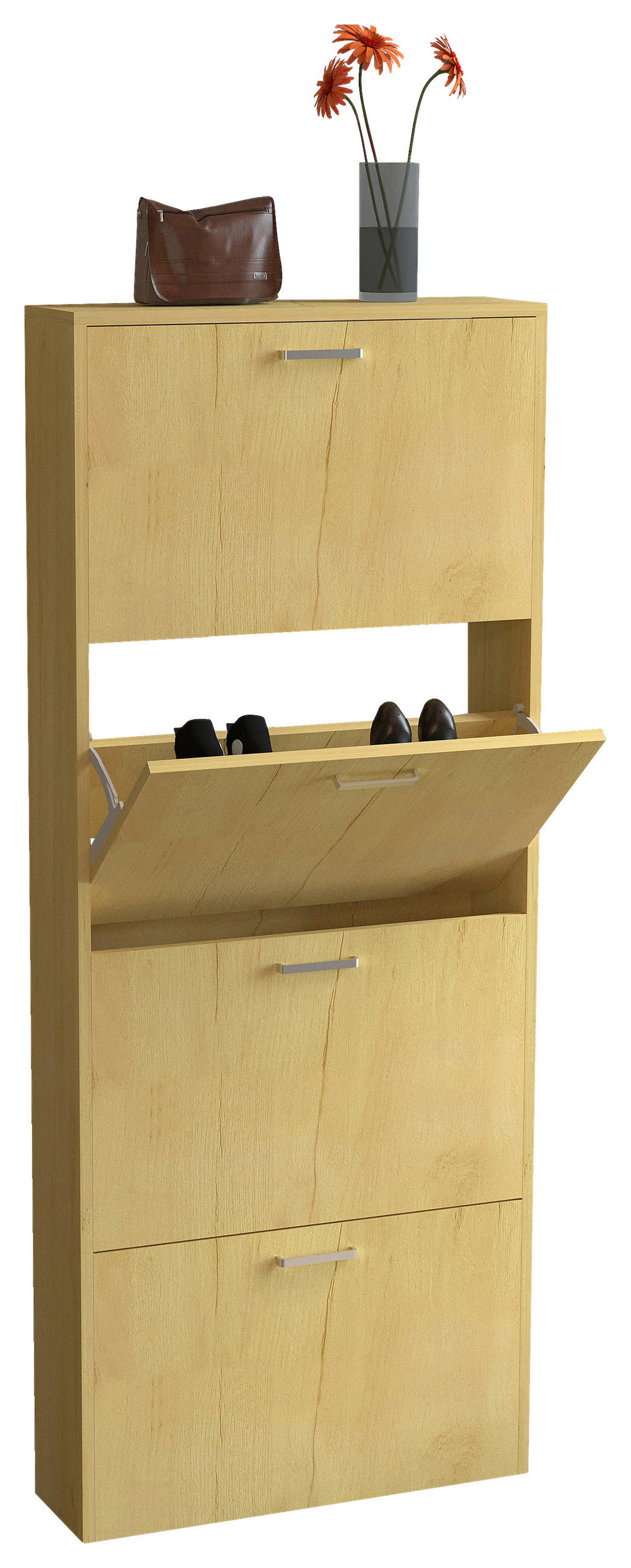 SCHUHSCHRANK Sulos  in 59/144/17 cm  - Honigeiche/Silberfarben, Design, Holzwerkstoff/Kunststoff (59/144/17cm) - MID.YOU