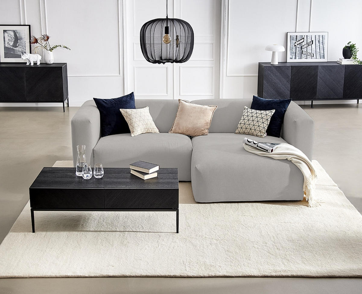 ECKSOFA in Struktur Grau   - Grau, MODERN, Textil (255/72/160cm) - Trendmanufaktur