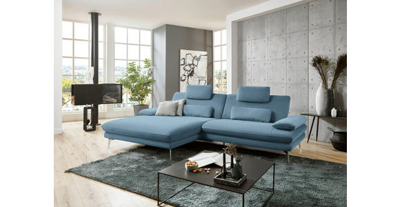 ECKSOFA Blau Webstoff  - Blau/Schwarz, Design, Textil/Metall (184/284cm) - Dieter Knoll