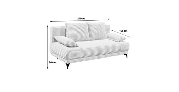 SCHLAFSOFA  mit Cord Weiß  - Schwarz/Weiß, KONVENTIONELL, Kunststoff/Textil (211/96/105cm) - Carryhome