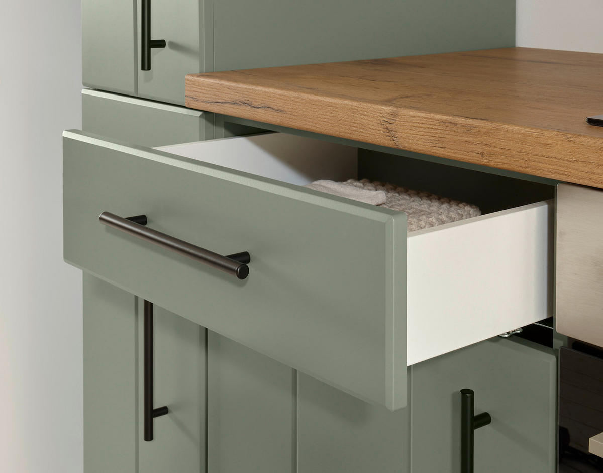 ECKKÜCHE 310/172 cm  in Wildeiche, Schilfgrün  - Schilfgrün/Wildeiche, Trend, Holzwerkstoff (310/172cm) - Respekta