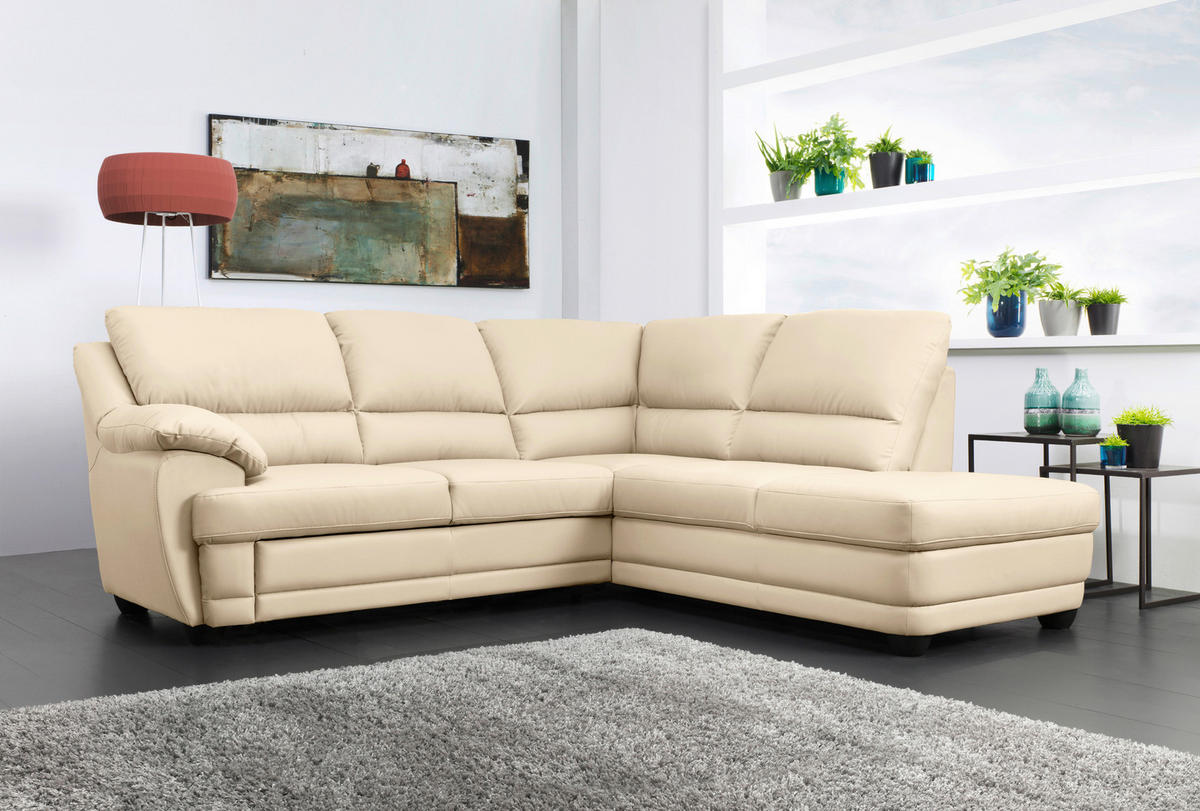 ECKSOFA in Lederlook Beige  - Beige, Design, Kunststoff/Textil (245/225cm) - Livetastic