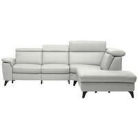 ECKSOFA in Echtleder Hellgrau  285/239 cm  - Hellgrau/Schwarz, Design, Leder/Metall (285/239cm) - Cantus