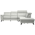 ECKSOFA in Echtleder Hellgrau  285/239 cm  - Hellgrau/Schwarz, Design, Leder/Metall (285/239cm) - Cantus
