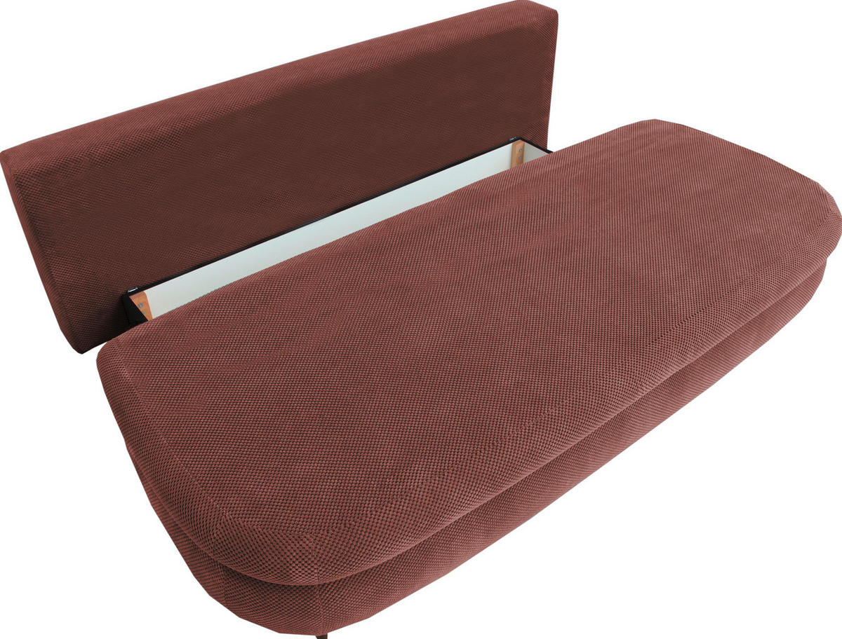 SCHLAFSOFA in Webstoff, Plüsch Terracotta  - Terracotta/Schwarz, Design, Textil (213/89/105cm) - Novel