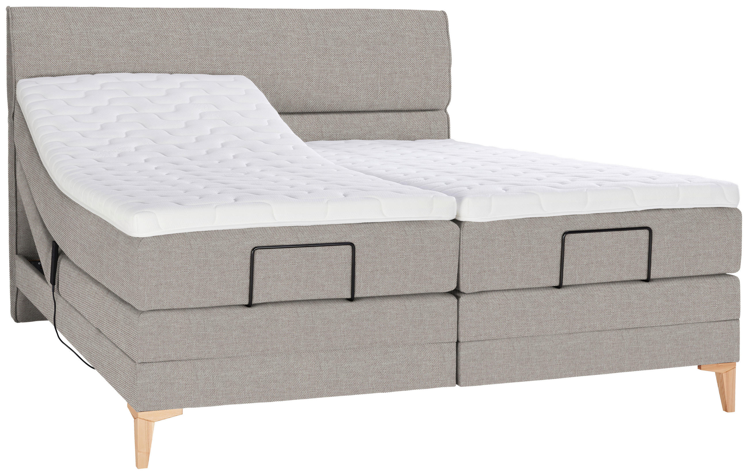 BOXSPRINGBETT 160/200 cm  in Greige  - Greige/Eichefarben, Konventionell, Holz/Textil (160/200cm) - Voleo