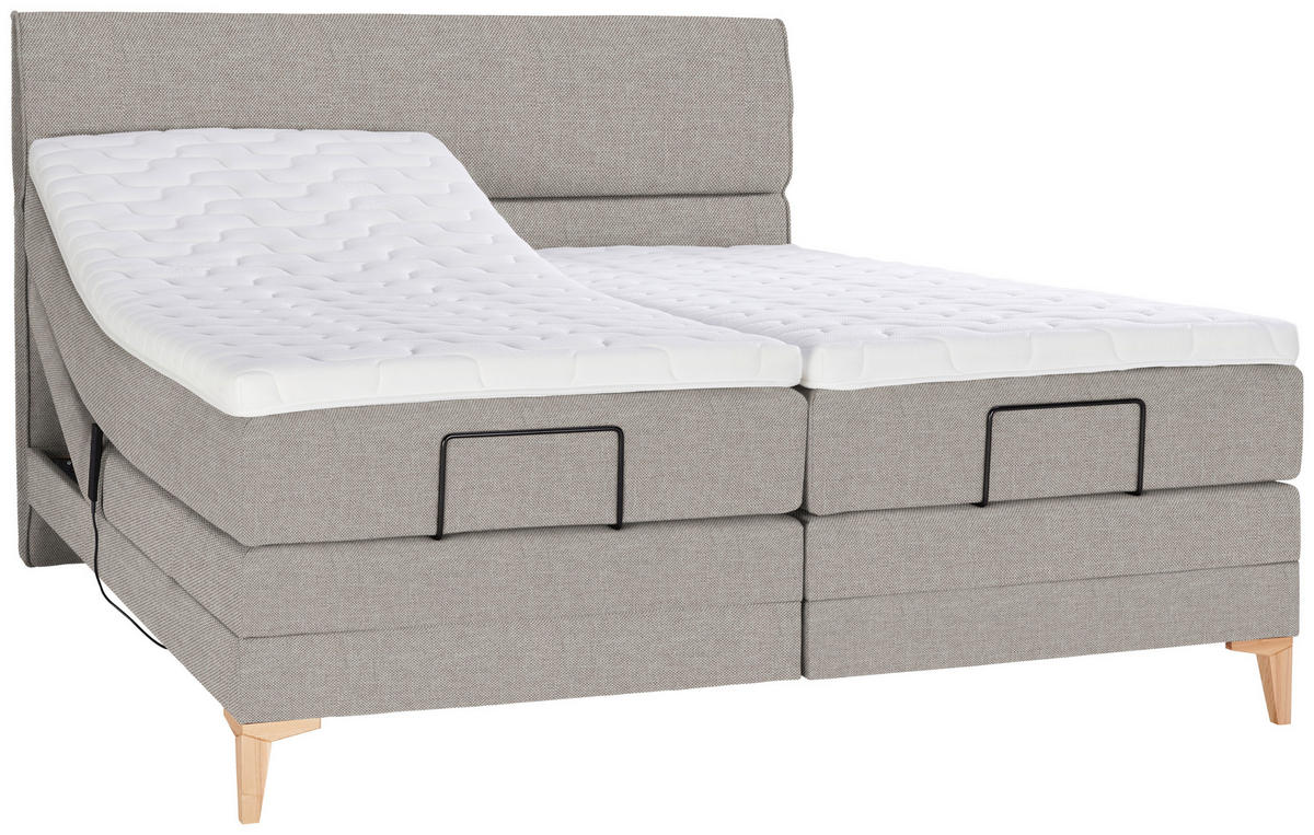 BOXSPRINGBETT 160/200 cm  in Greige  - Greige/Eichefarben, Konventionell, Holz/Textil (160/200cm) - Voleo