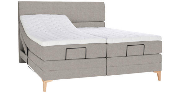 BOXSPRINGBETT 200/200 cm in Greige - Greige/Eichefarben, KONVENTIONELL, Holz/Textil (200/200cm) - Voleo